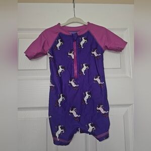 Unicorn Kids Swim One Piece - Purple and Pink - Leveret SPF 50 12-18 Month Girls
